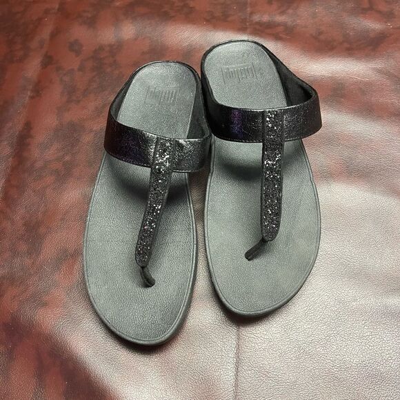 FitFlop black glitter sandals, size 10 - Picture 2 of 11